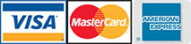 We accept VISA, MasterCard, or American Express